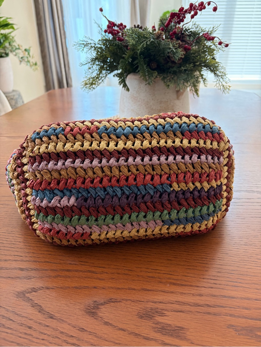Brand New Coach Multicolor Woven straw Kiss-Lock 27 - Picture 7 of 8